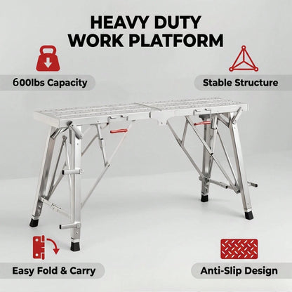 OJMD This Reinforced And Thickened Work Ladder Can Be Folded In Half And Features A Portable Handle. The Ladder Surface Is Covered With Anti-Slip Holes To Increase Friction. Suitable For Home Renovati