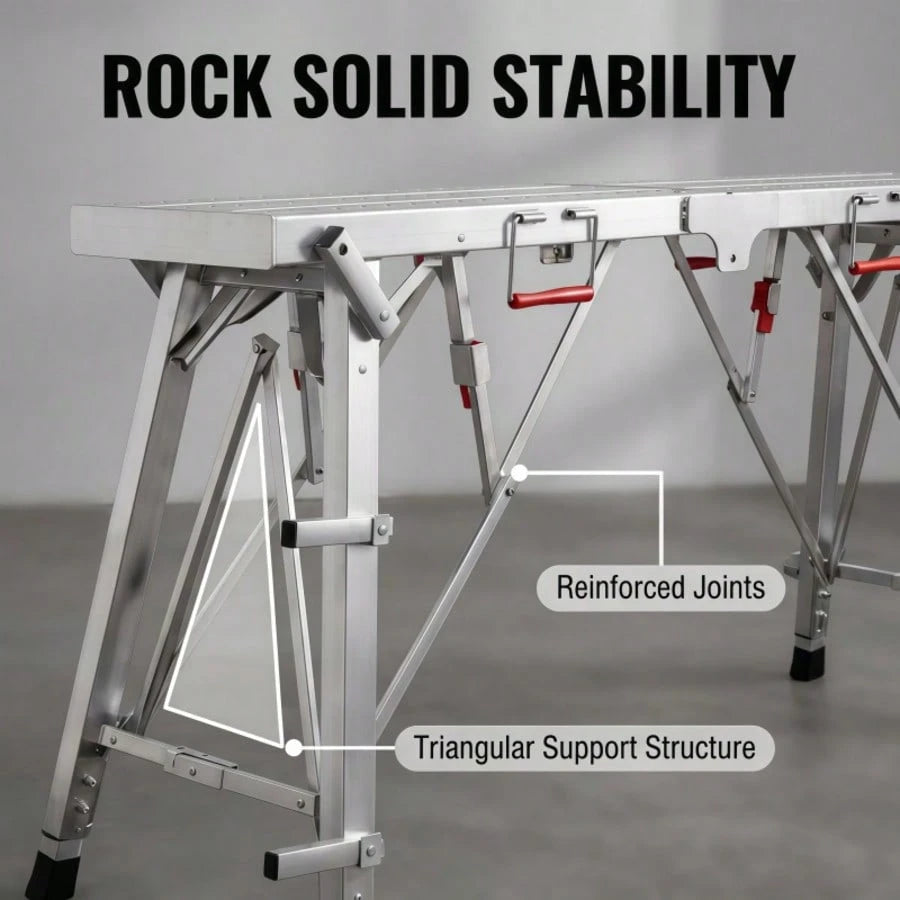 OJMD This Reinforced And Thickened Work Ladder Can Be Folded In Half And Features A Portable Handle. The Ladder Surface Is Covered With Anti-Slip Holes To Increase Friction. Suitable For Home Renovati