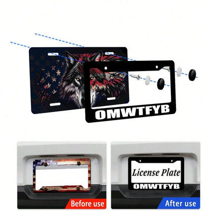 Omwtfyb License Plate Frame, Interesting Black License Plate Holder, 1PC Personalized Car Front And Rear License Plate Covers, Universal License Plate Cover, Us License Plate Size 12x6 Inch