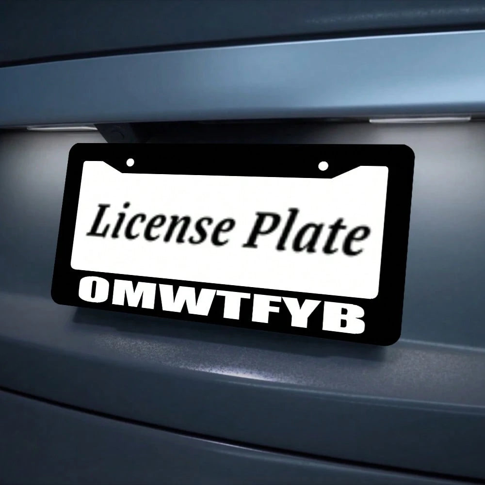 Omwtfyb License Plate Frame, Interesting Black License Plate Holder, 1PC Personalized Car Front And Rear License Plate Covers, Universal License Plate Cover, Us License Plate Size 12x6 Inch
