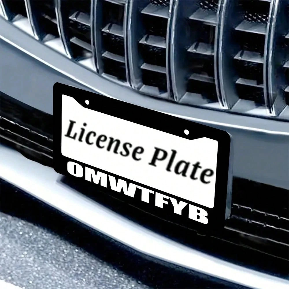 Omwtfyb License Plate Frame, Interesting Black License Plate Holder, 1PC Personalized Car Front And Rear License Plate Covers, Universal License Plate Cover, Us License Plate Size 12x6 Inch