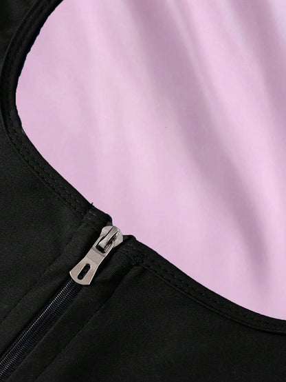 (Order One Size Up) Women's Sports Outdoor Sauna Suit, With Zipper, Waist Belt, Sweat-Absorbing Band, Waist Shaping Corset, Yoga Fitness Accessory, Abdominal Compression Waist Belt, Waist Belt
