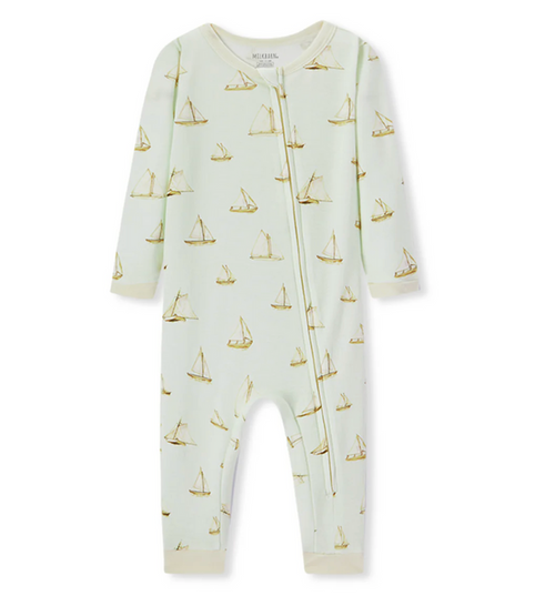Organic Cotton Zipper Pajama Sailboat Melody