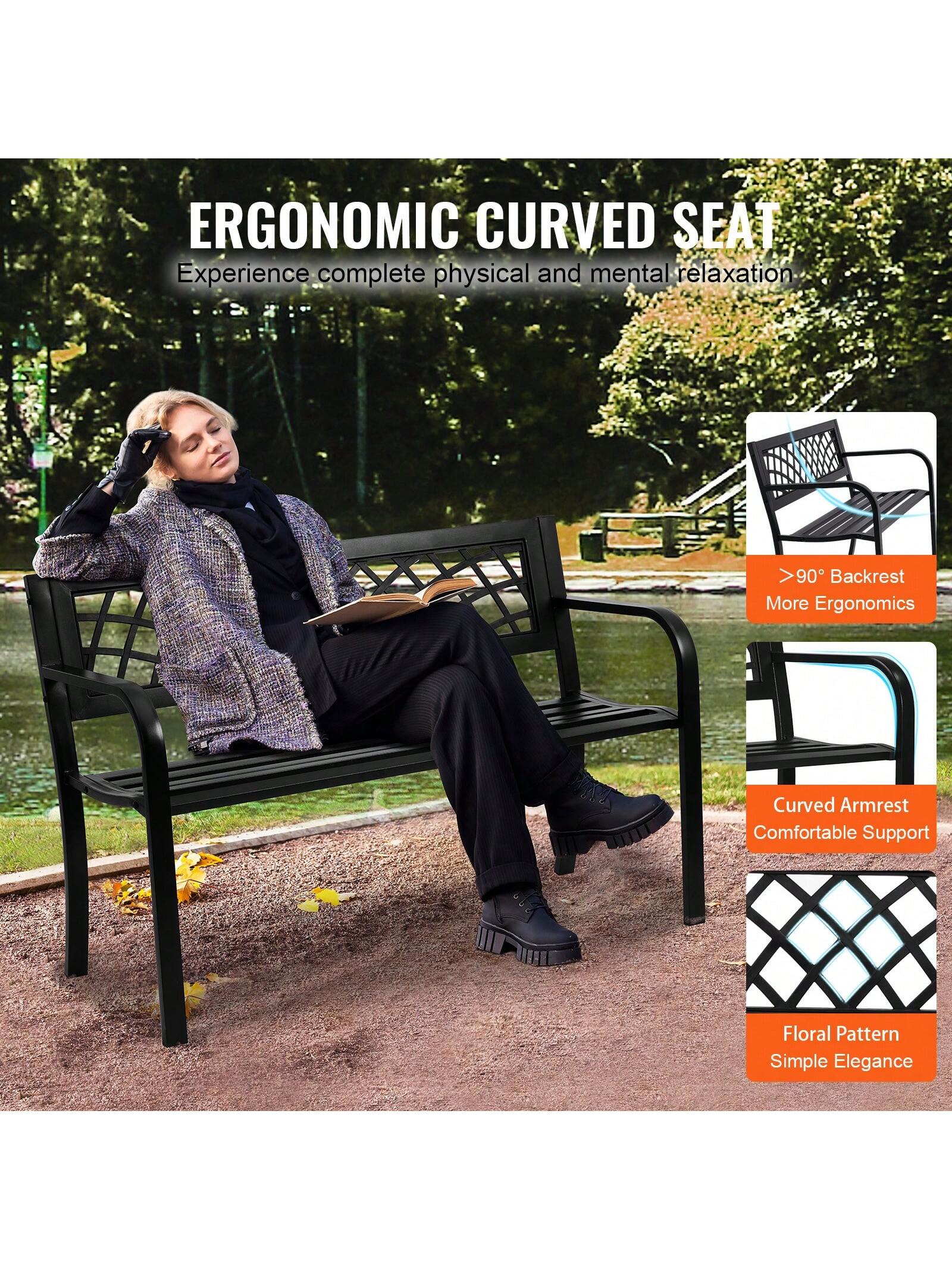 Outdoor Bench 38.8-63 Inches Wood Or Metal Garden Bench For Outdoors Outdoor Garden Park Bench With Backrest And Armrests 480-800 Lbs Load Capacity Bench Patio Bench For Garden Park Yard Front Porch