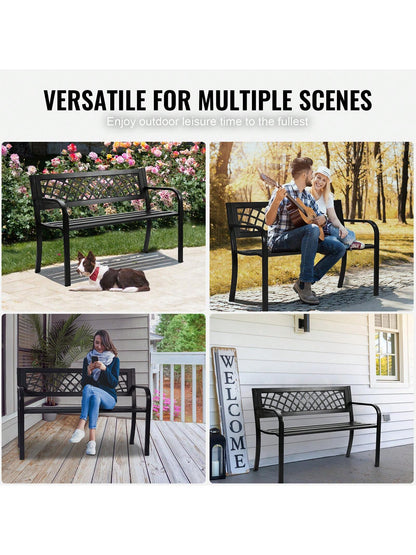 Outdoor Bench 38.8-63 Inches Wood Or Metal Garden Bench For Outdoors Outdoor Garden Park Bench With Backrest And Armrests 480-800 Lbs Load Capacity Bench Patio Bench For Garden Park Yard Front Porch