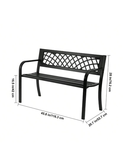 Outdoor Bench 38.8-63 Inches Wood Or Metal Garden Bench For Outdoors Outdoor Garden Park Bench With Backrest And Armrests 480-800 Lbs Load Capacity Bench Patio Bench For Garden Park Yard Front Porch