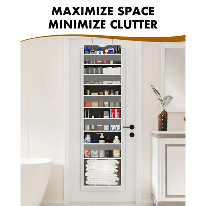Over The Door Organizer Hanging- 6 Shelf Over Door Organizers With 6 Clear Front &12 Side Pockets- Swing-Proof 50LB Load Behind Door Storage For Closet Bedroom Bathroom Nursery Baby Essentials