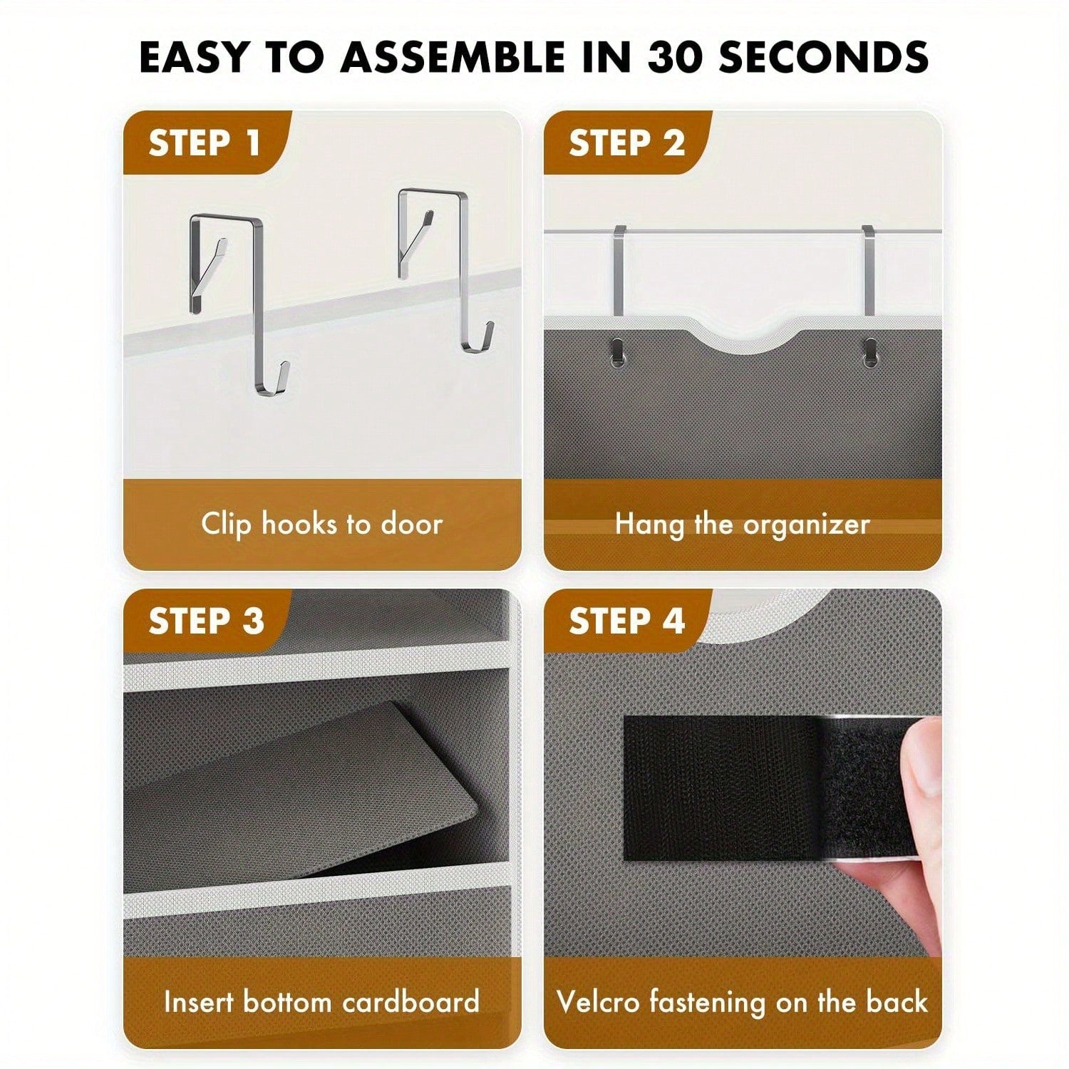 Over The Door Organizer Hanging- 6 Shelf Over Door Organizers With 6 Clear Front &12 Side Pockets- Swing-Proof 50LB Load Behind Door Storage For Closet Bedroom Bathroom Nursery Baby Essentials