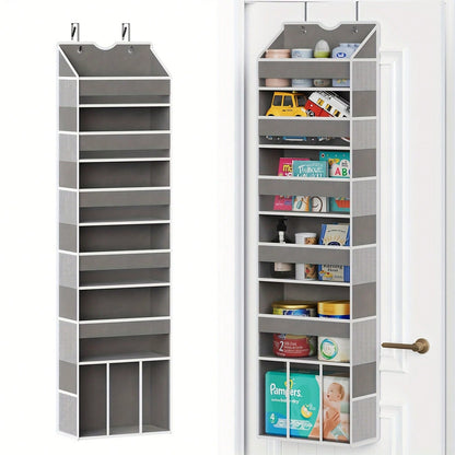 Over The Door Organizer Hanging- 6 Shelf Over Door Organizers With 6 Clear Front &12 Side Pockets- Swing-Proof 50LB Load Behind Door Storage For Closet Bedroom Bathroom Nursery Baby Essentials