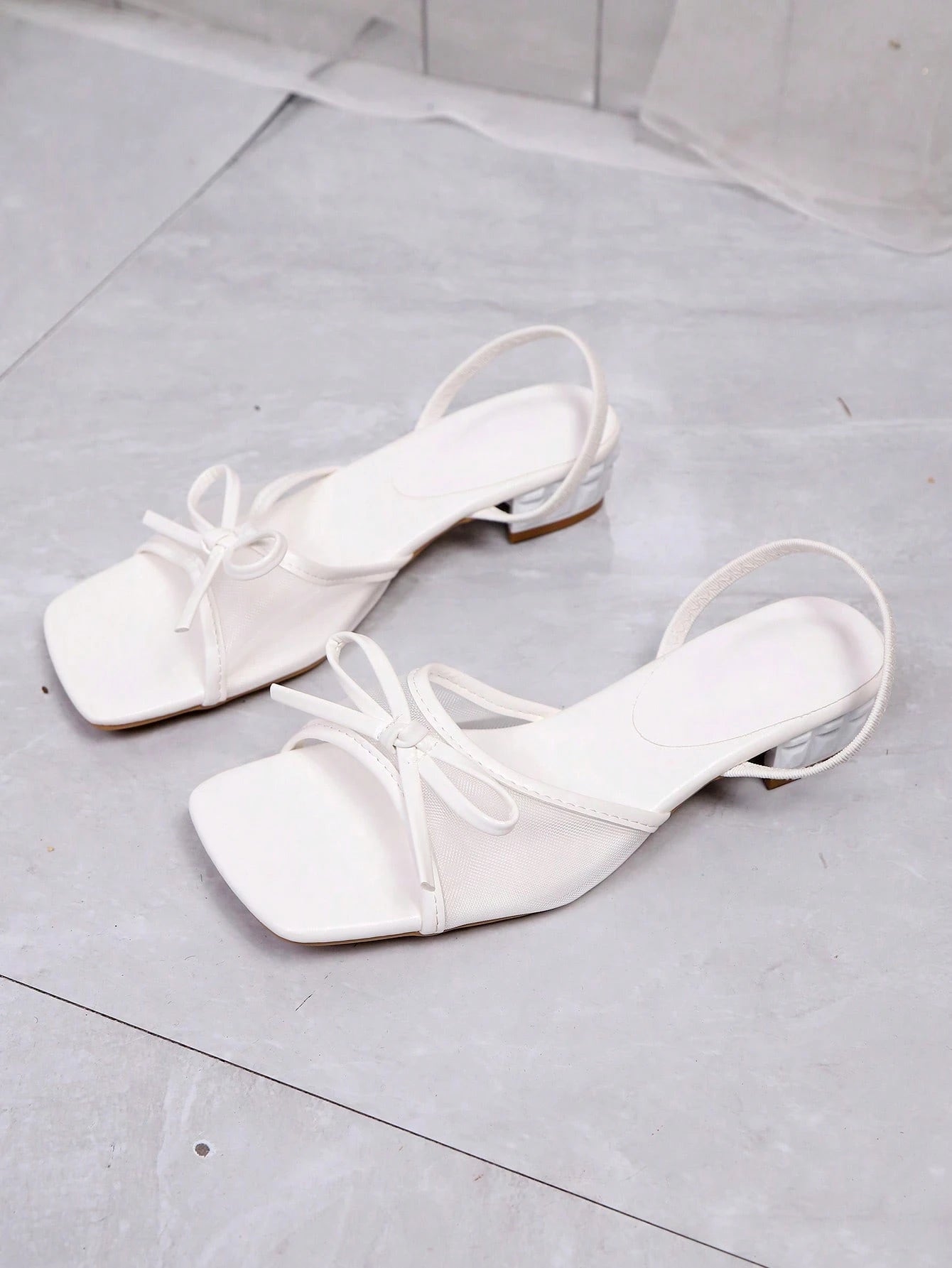 Oversized 1 Size Up Summer New Square Toe Slide Sandals, Thin Heel Thong Sandals, Versatile Outdoor Wear Thin Heel Toe-Post Flip Flops For Women, Mesh Breathable Bowknot