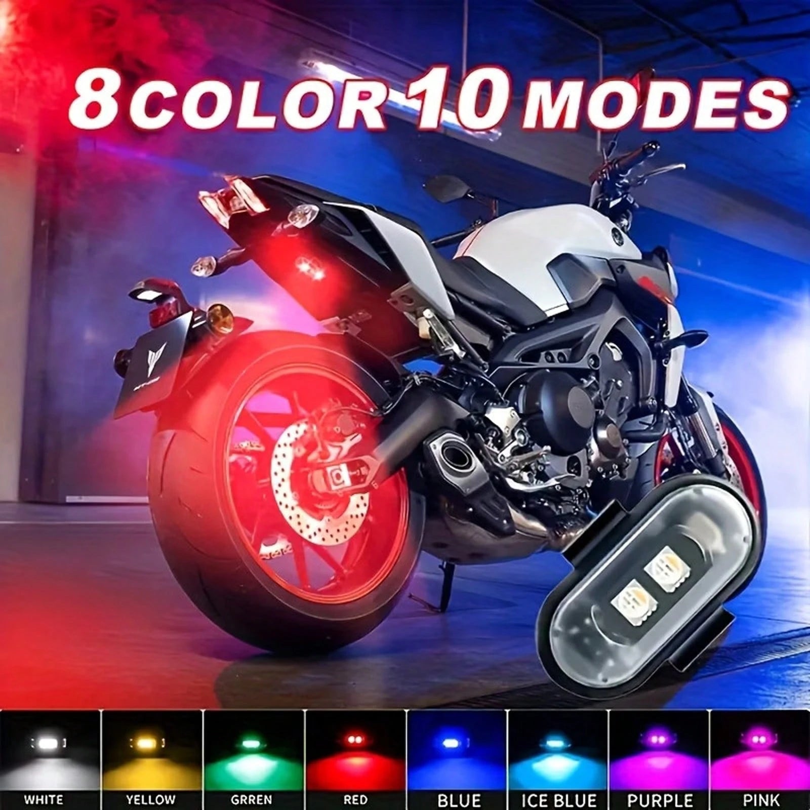 PAKRYS 2/4 Pcs LED Strobe Lights With Remote Control,8 Colors 10 Modes,Hook And Loop Super Glue Installation,110mAh USB Charging,Waterproof,Led Emergency Warning Lights/Motorcycle Lights/LED Flash Pos