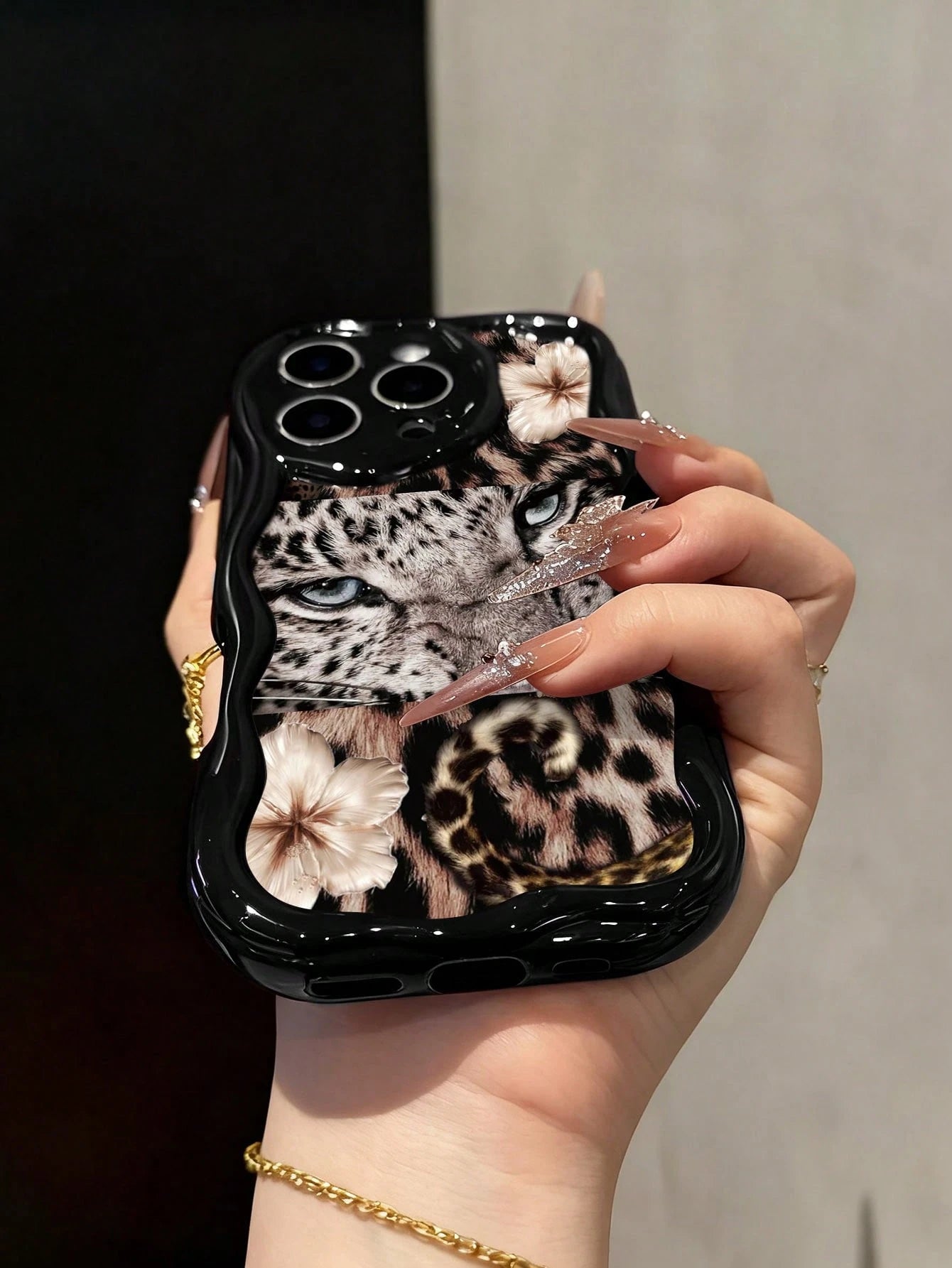 Patchwork Leopard Colorful Printed Black Cream Texture Soft Case Compatible With IP17/IP17PROMAX/Iphone16//Iphone16pro/Iphone16promax/Iphone15/ XR/7p8p/P12promax/P13promax/P14PROMAX/P13/P14/P11/P12
