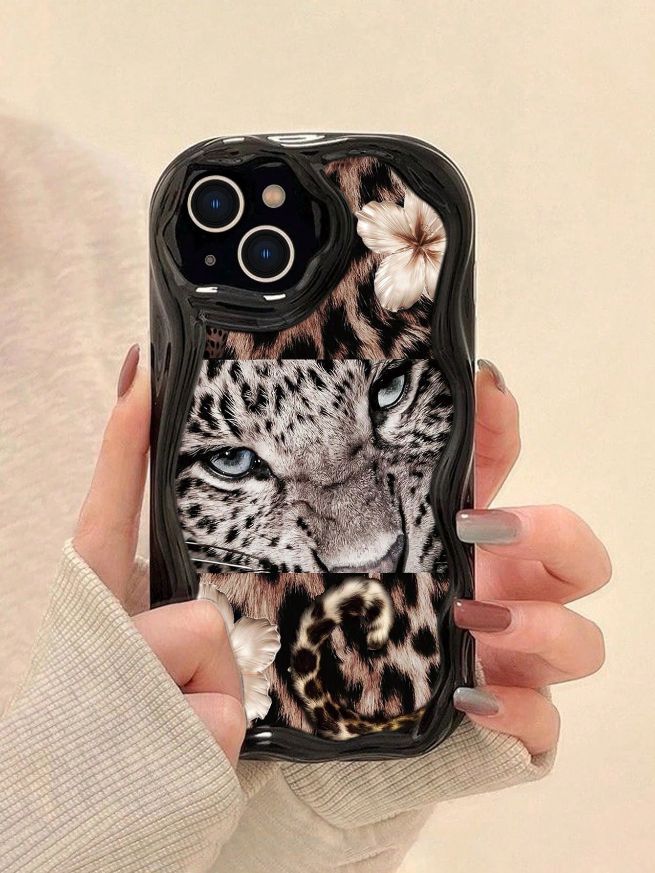 Patchwork Leopard Colorful Printed Black Cream Texture Soft Case Compatible With IP17/IP17PROMAX/Iphone16//Iphone16pro/Iphone16promax/Iphone15/ XR/7p8p/P12promax/P13promax/P14PROMAX/P13/P14/P11/P12