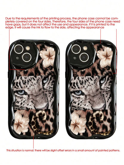 Patchwork Leopard Colorful Printed Black Cream Texture Soft Case Compatible With IP17/IP17PROMAX/Iphone16//Iphone16pro/Iphone16promax/Iphone15/ XR/7p8p/P12promax/P13promax/P14PROMAX/P13/P14/P11/P12