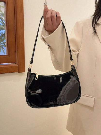 Patent Leather Clutch Purse Shiny Evening Handbags For Women Armpit Shoulder Bag MINI Hobos