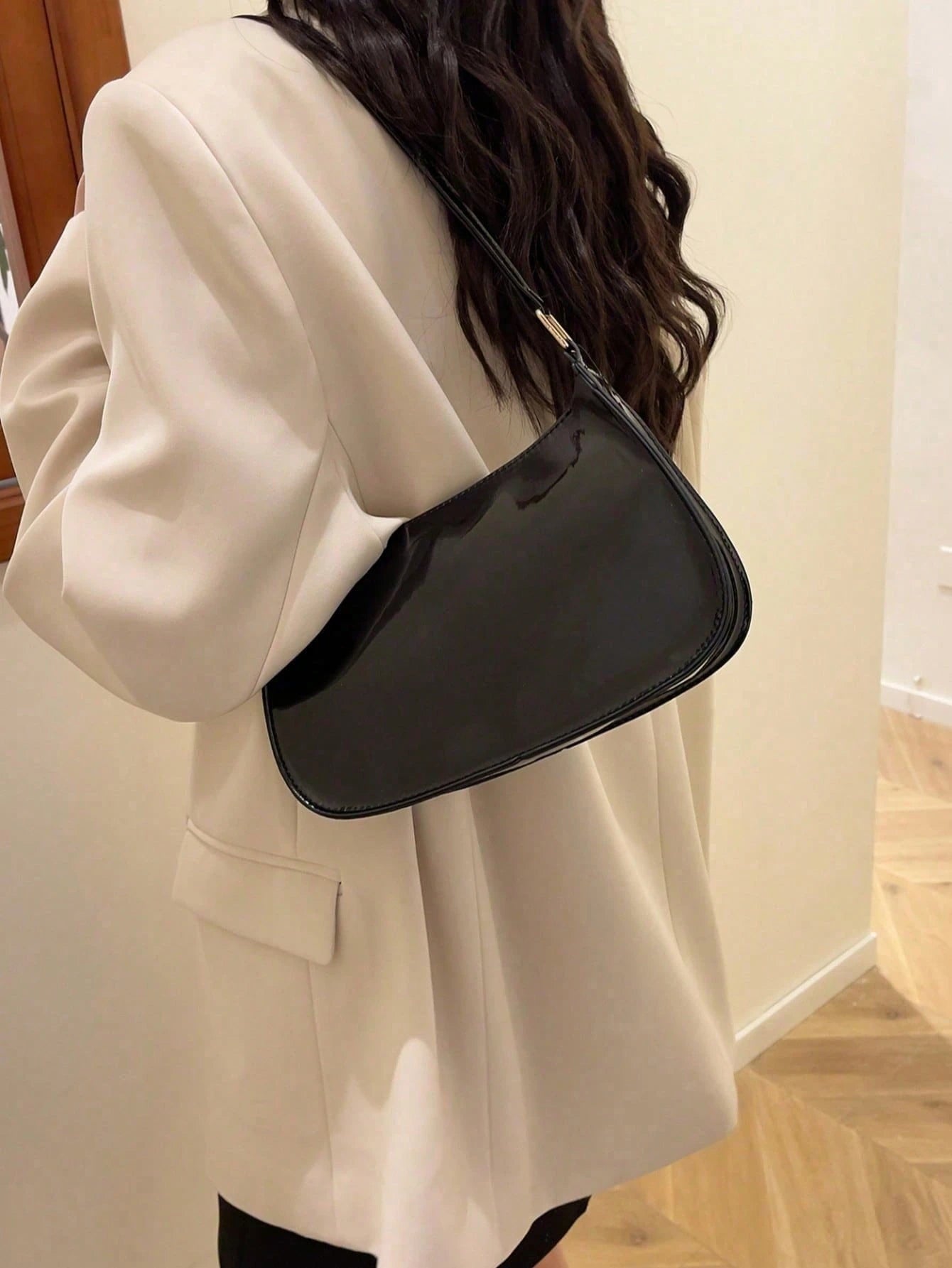 Patent Leather Clutch Purse Shiny Evening Handbags For Women Armpit Shoulder Bag MINI Hobos