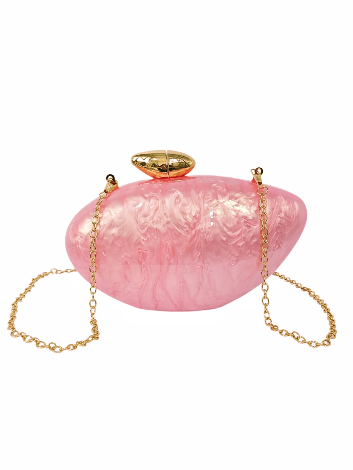 Pearlescent Marble Pattern Acrylic Shell Bullet-Shaped Clutch Bag, Elegant Crossbody Small Purse For Banquet, Wedding, Evening Party