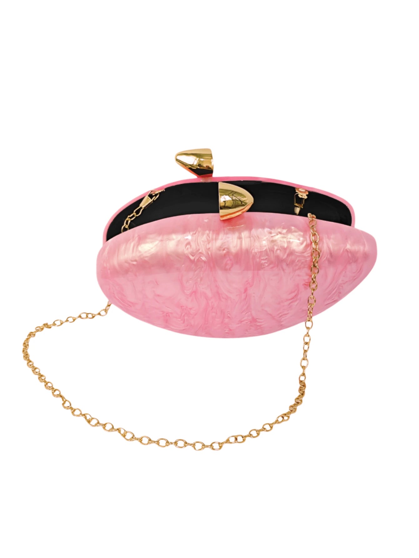 Pearlescent Marble Pattern Acrylic Shell Bullet-Shaped Clutch Bag, Elegant Crossbody Small Purse For Banquet, Wedding, Evening Party