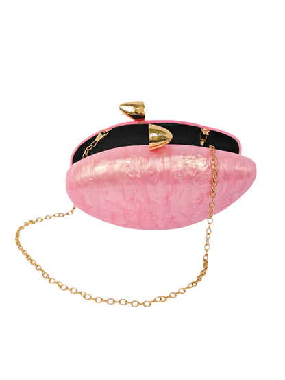 Pearlescent Marble Pattern Acrylic Shell Bullet-Shaped Clutch Bag, Elegant Crossbody Small Purse For Banquet, Wedding, Evening Party
