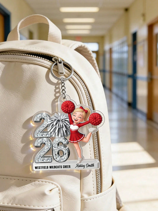 Personalized Acrylic Cheerleader Keychain, 2026 Graduation Gift With Name, Team Name, School Spirit Pendant, Cheerleader Graduation Memorial Keychain, Gift For Cheerleader, Gift For Teammates, Graduat
