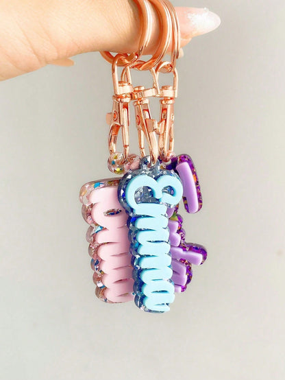 Personalized Acrylic Letter Keychain, Customized Name Shiny Glitter Bag Charms, Girls Backpack Name Tag, Gift For Halloween, Christmas,Halloween Edit
