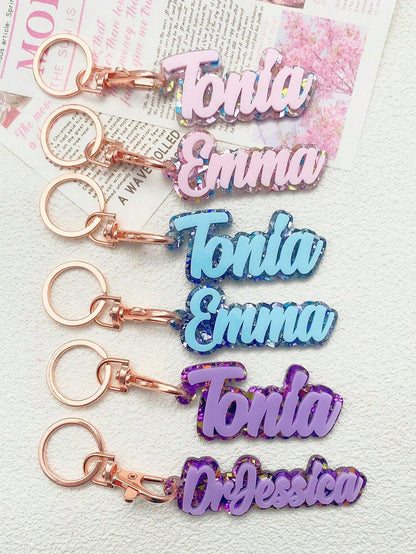 Personalized Acrylic Letter Keychain, Customized Name Shiny Glitter Bag Charms, Girls Backpack Name Tag, Gift For Halloween, Christmas,Halloween Edit