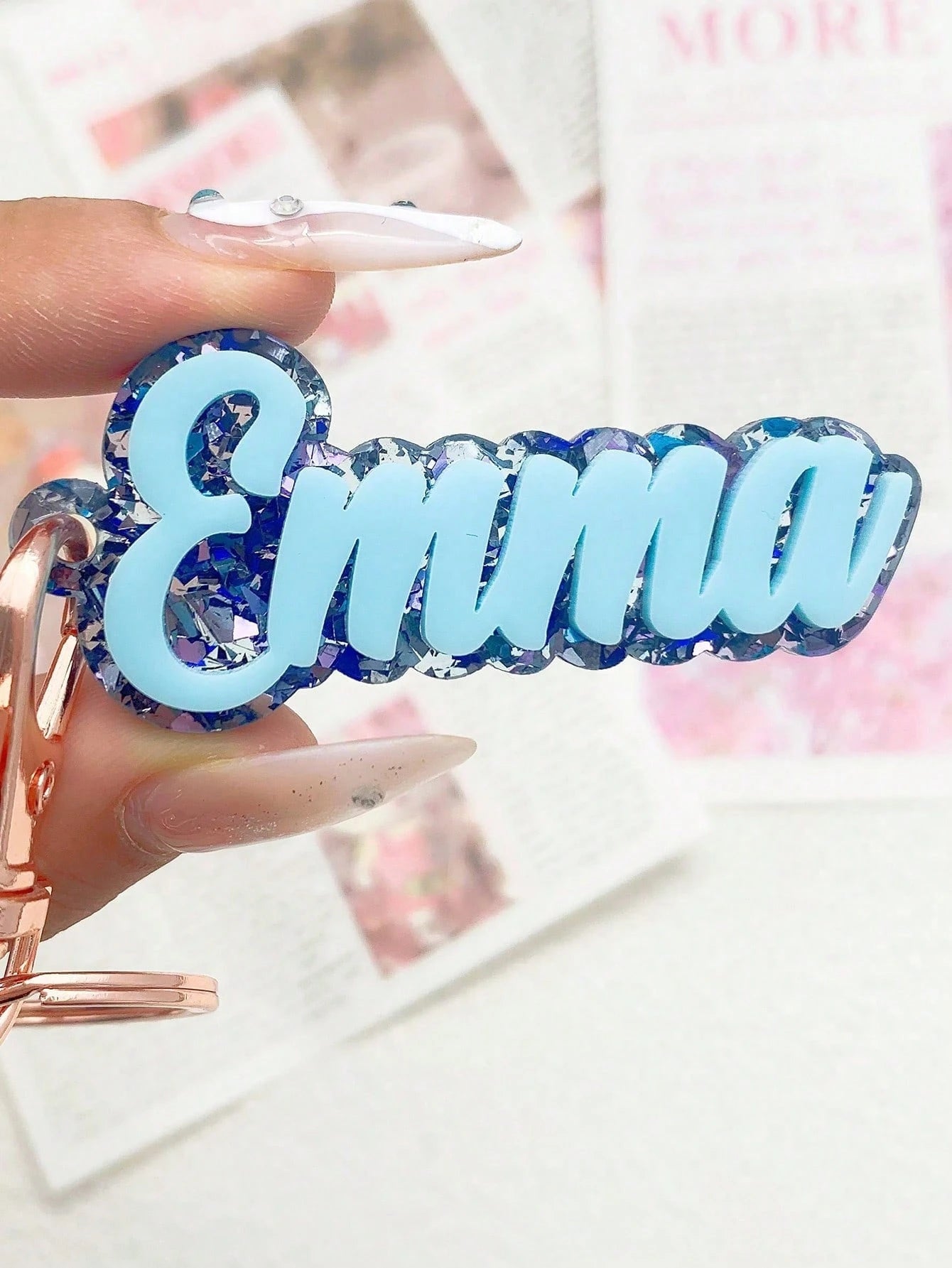 Personalized Acrylic Letter Keychain, Customized Name Shiny Glitter Bag Charms, Girls Backpack Name Tag, Gift For Halloween, Christmas,Halloween Edit