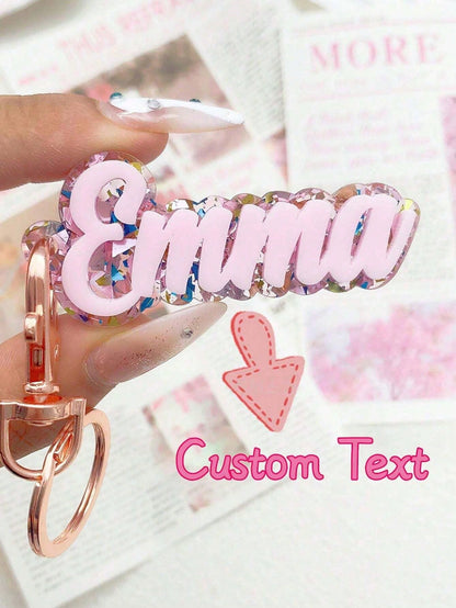 Personalized Acrylic Letter Keychain, Customized Name Shiny Glitter Bag Charms, Girls Backpack Name Tag, Gift For Halloween, Christmas,Halloween Edit