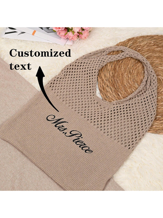 Personalized Bag, Personalized Embroidered Name Bag, Crochet Wallet For Women, Shopping Bag, Summer Bag, Beach Bag, Handbag, Hand Woven Bohemian Bag