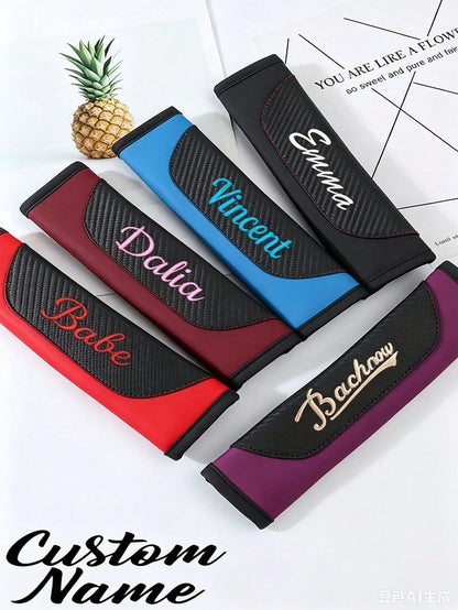 Personalized Car Seat Belt Cover, Customizable Embroidered Name, Universal Model, Suitable For Various Car Seat Belt Shoulder Protectors