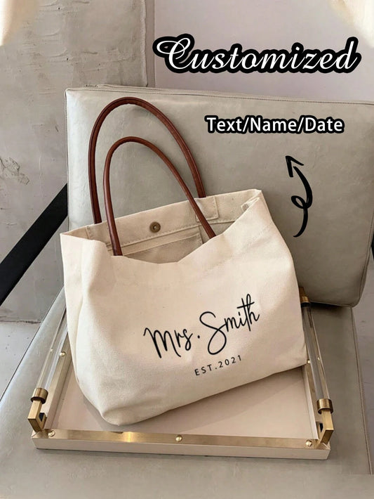 Personalized Custom Tote Bag Mrs Beach Bag Bachelorette Party Bride Gift Birthday Gift