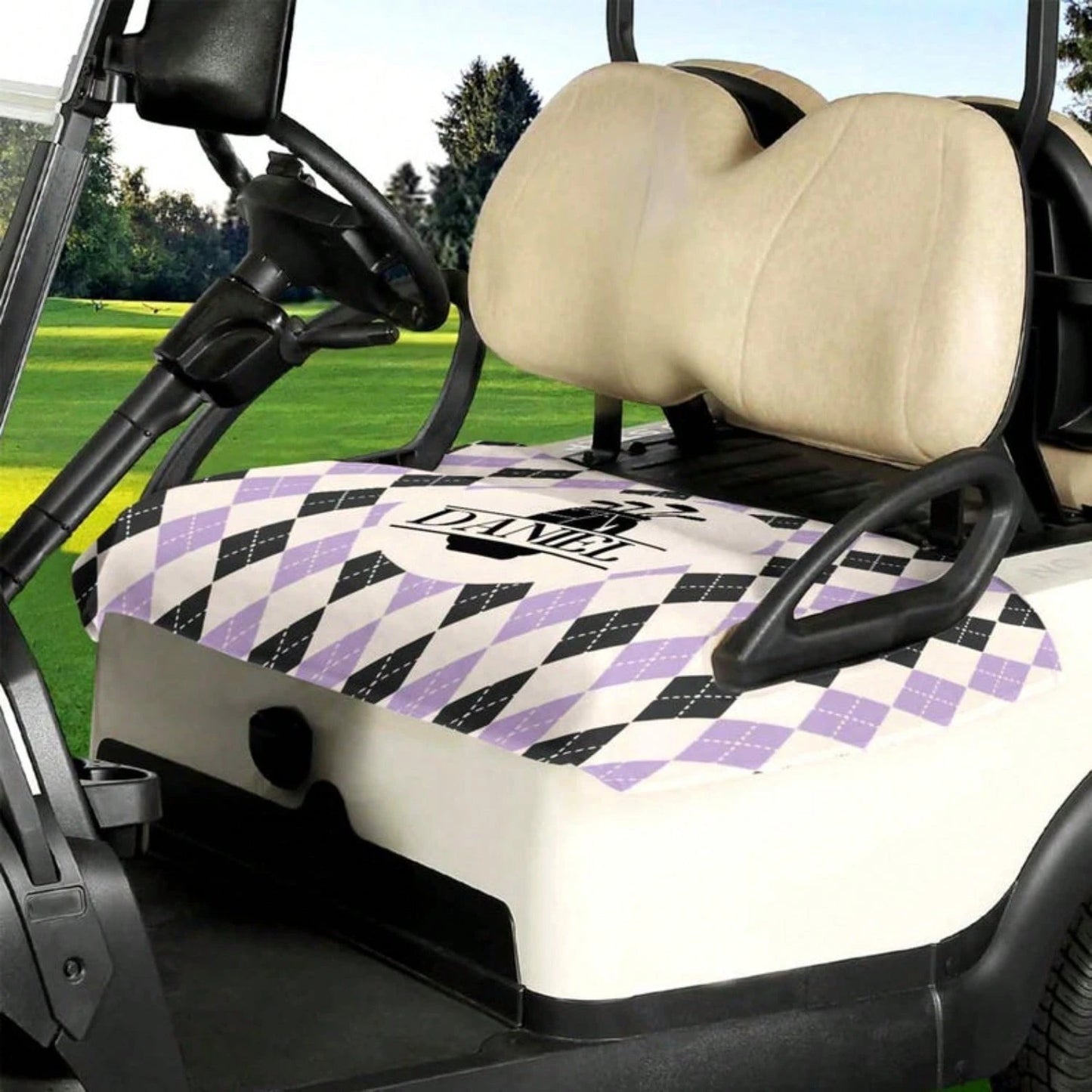 Personalized Name Golf Cart Seat Cover, Custom Name Design Golf Cart Seat Towel, Suitable For Most 2-Seat Golf Carts, Ideal Gift For Golfers- 52''x 32''