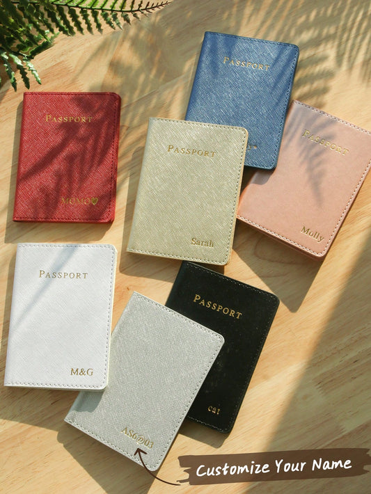 Personalized Passport Holder Customized Hot Stamping Name Passport Customize Letters Cover Passport Holder Classical Travel Wallet Elegant Document Card Holder Unique Travel Gift Birthday Gifts Letter
