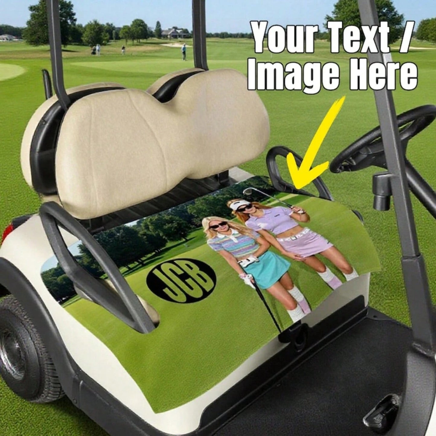Personalized Picture Golf Cart Seat Cover, Custom Photo And Text Golf Cart Seat Towel, Suitable For Most 2-Seat Golf Carts, Ideal Gift For Golfers- 52''x 32''