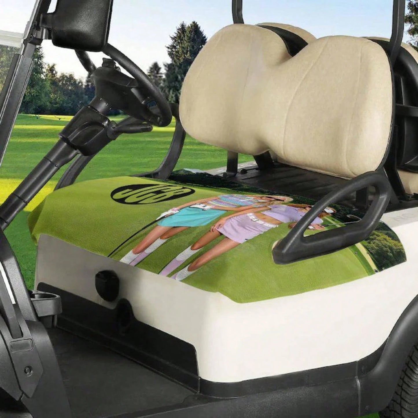 Personalized Picture Golf Cart Seat Cover, Custom Photo And Text Golf Cart Seat Towel, Suitable For Most 2-Seat Golf Carts, Ideal Gift For Golfers- 52''x 32''