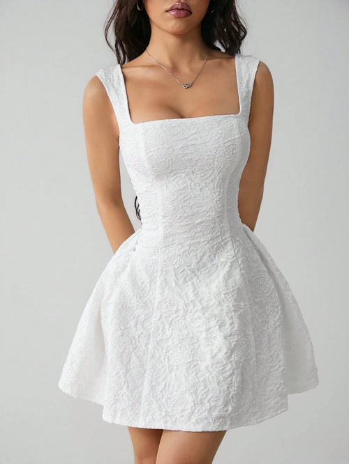 PETITE Women's Sleeveless Solid Color White Summer Midi Dress, Simple Elegant Romantic Casual For Everyday Wear, Mother Of The Bride