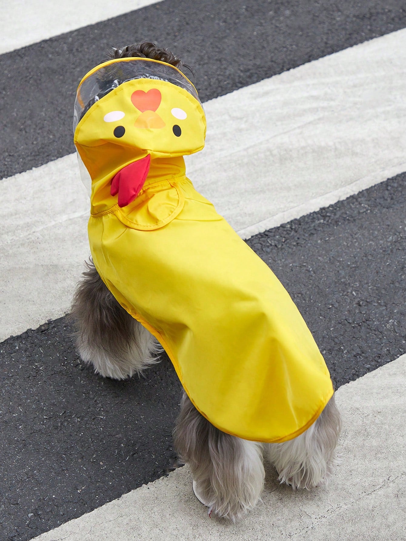 PETSIN 1pc Fabric Cartoon Chicken Design Hooded Pet Raincoat For Dog And Cat For Rainy Day