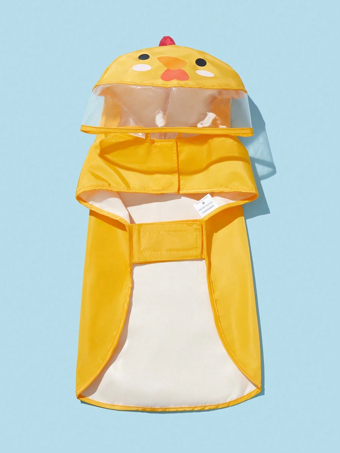 PETSIN 1pc Fabric Cartoon Chicken Design Hooded Pet Raincoat For Dog And Cat For Rainy Day