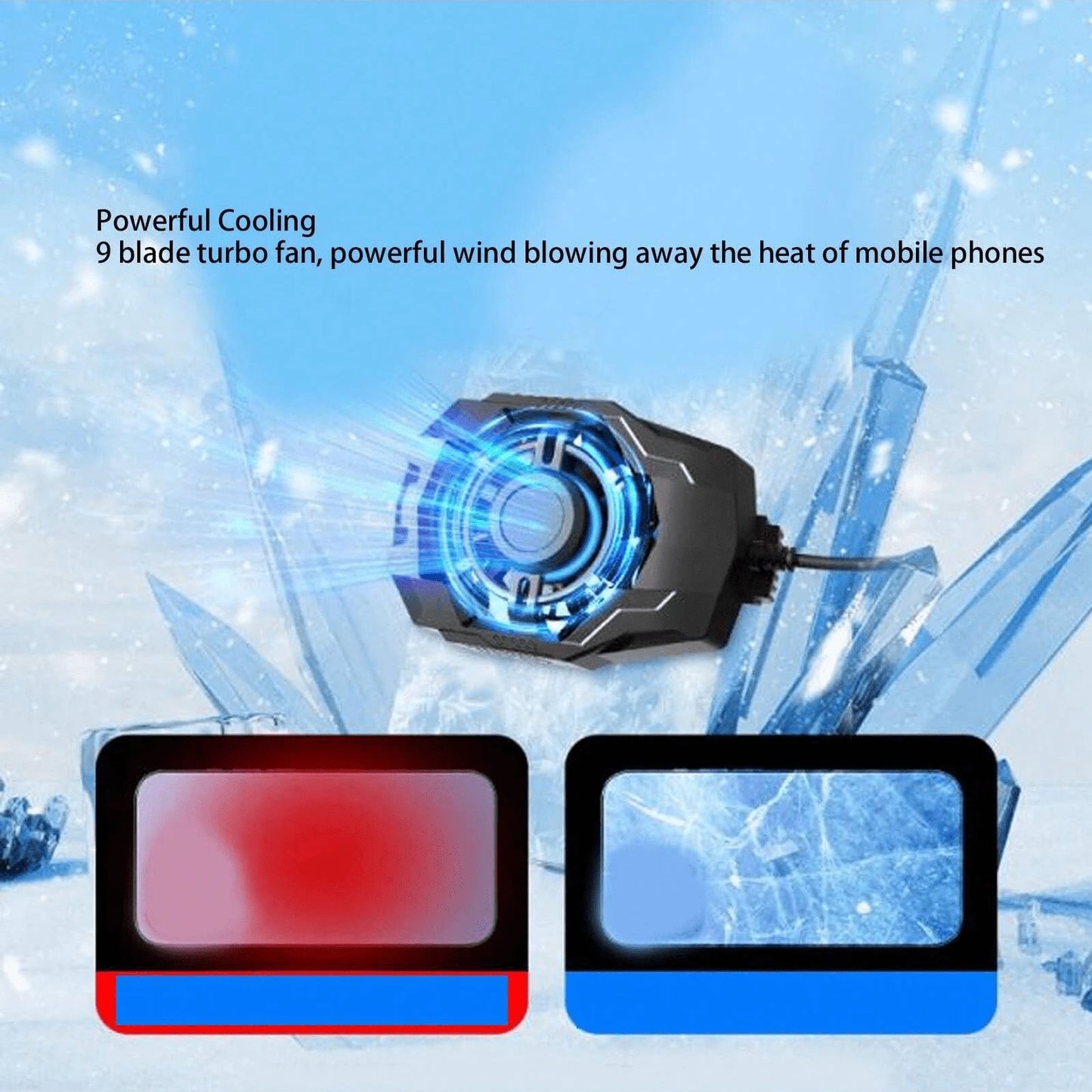 Phone Cooler, Suitable For Live Streaming, Outdoor Vlog, Mobile Gaming. Silent Gaming Esports Accessory, USB Power Supply