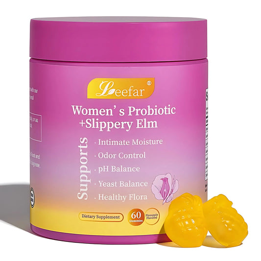 Physician's Choice LEEFAR Her Juicy Feminine Probiotics Gummies- 60 Count| Slippery Elm + Prebiotics & Lactobacillus For PH Balance & Dryness Relief| Hawaiian Pineapple Flavor| Supports Inti