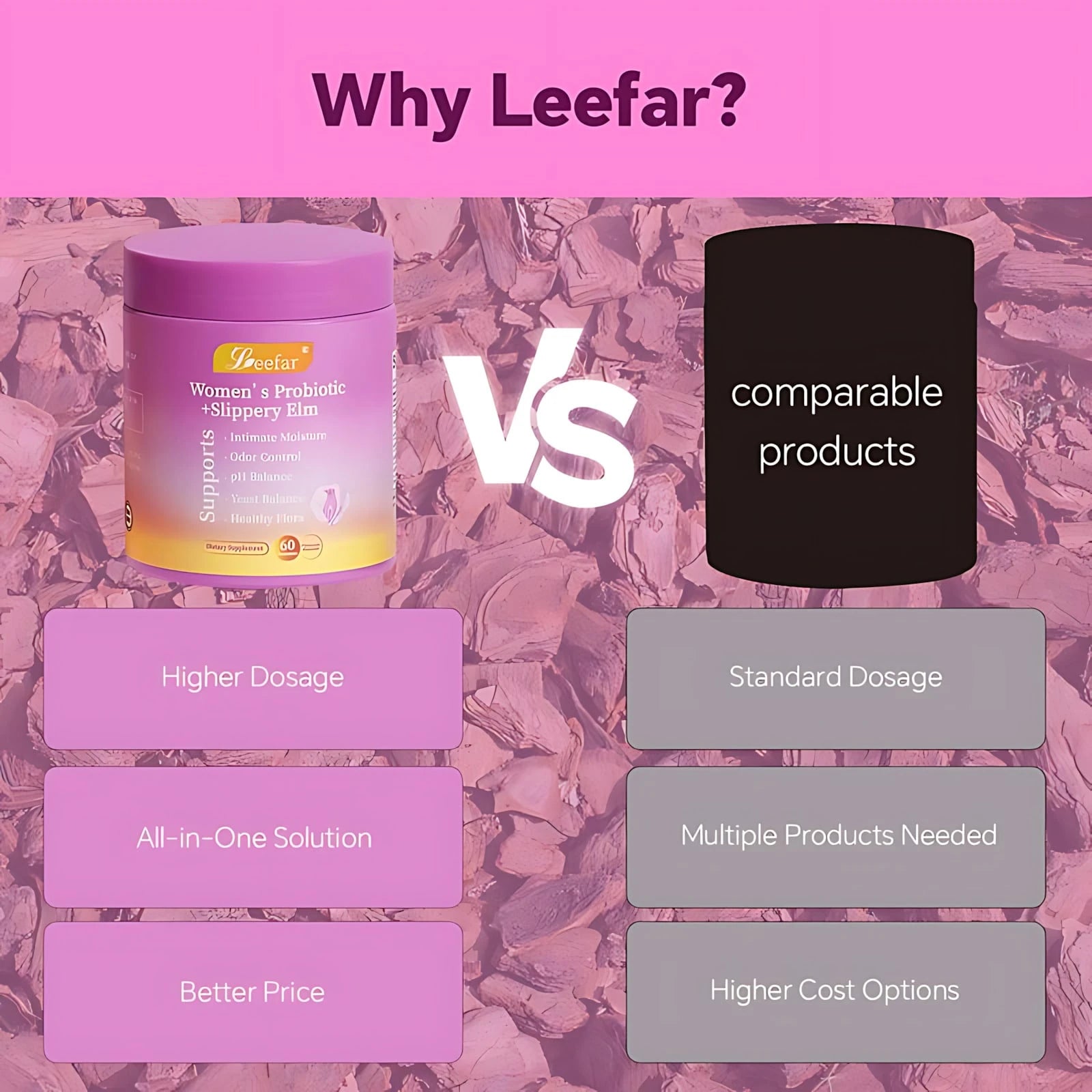 Physician's Choice LEEFAR Her Juicy Feminine Probiotics Gummies- 60 Count| Slippery Elm + Prebiotics & Lactobacillus For PH Balance & Dryness Relief| Hawaiian Pineapple Flavor| Supports Inti
