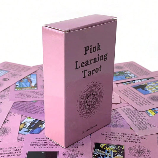 Pink Learning Tarot 10.3*6cm 78 Pcs Tarot Cards With Keywords Based On Rider Waite System
