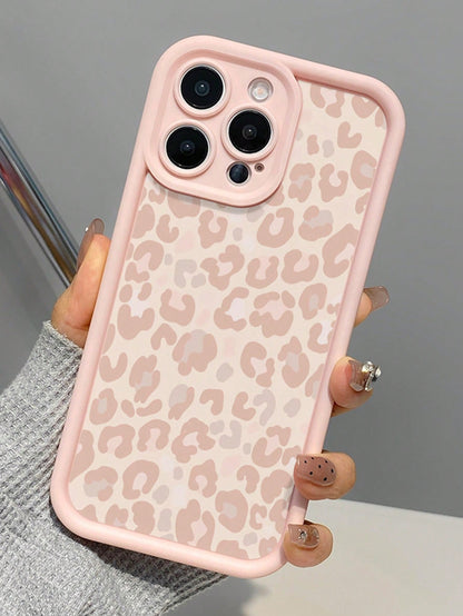 Pink Leopard Print Minimalist TPU Shockproof Full Coverage 1pc Phone Case Compatible With Apple 17, 16, 15, 14, 13, 12, 11 Pro Max, Air, And Series, International Version, Not The Domestic Version Mom
