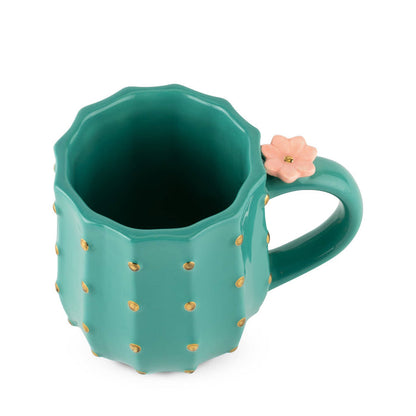 Pinky Up - 3D Metallic Gold Accented Ceramic Mug Cactus