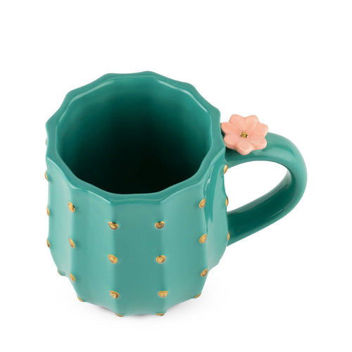 Pinky Up - 3D Metallic Gold Accented Ceramic Mug Cactus