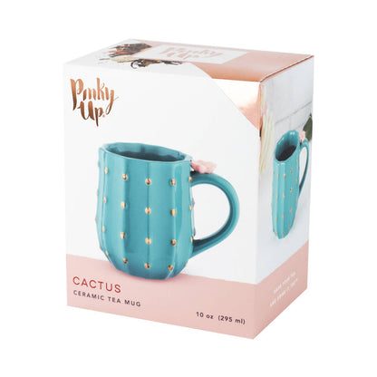 Pinky Up - 3D Metallic Gold Accented Ceramic Mug Cactus