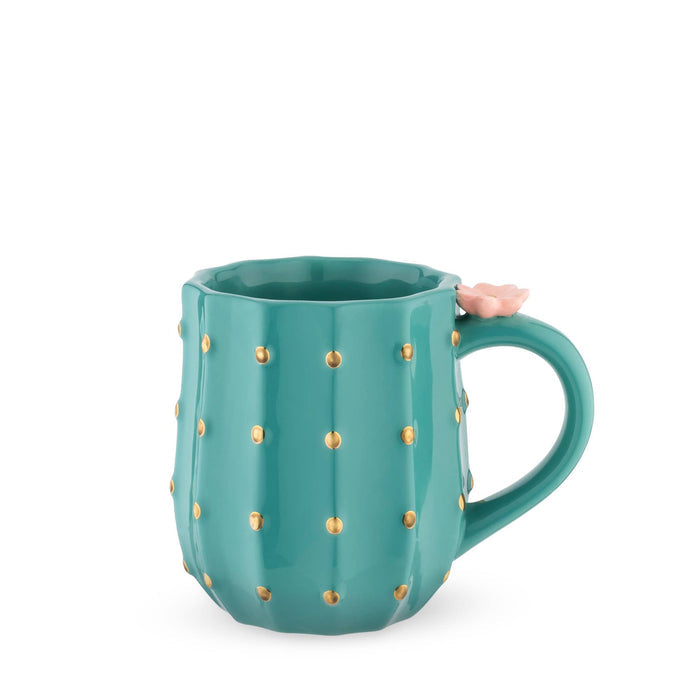 Pinky Up - 3D Metallic Gold Accented Ceramic Mug Cactus