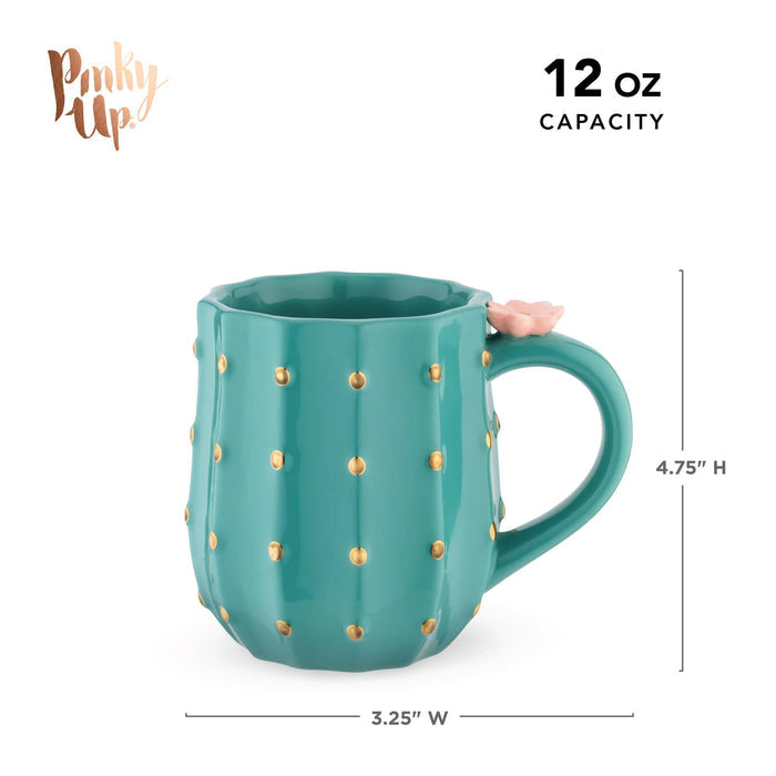 Pinky Up - 3D Metallic Gold Accented Ceramic Mug Cactus