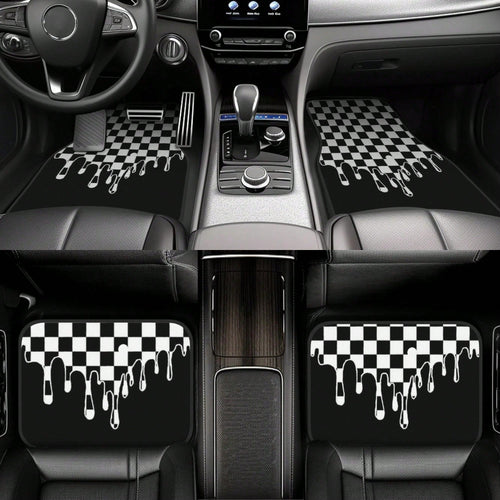 Plaid Car Floor Mats, Easy To Clean, Front And Rear Seat Floor Protection Mats, Unisex Car Decorations, Universal Car Accessories, For,, Tesla And Other Models