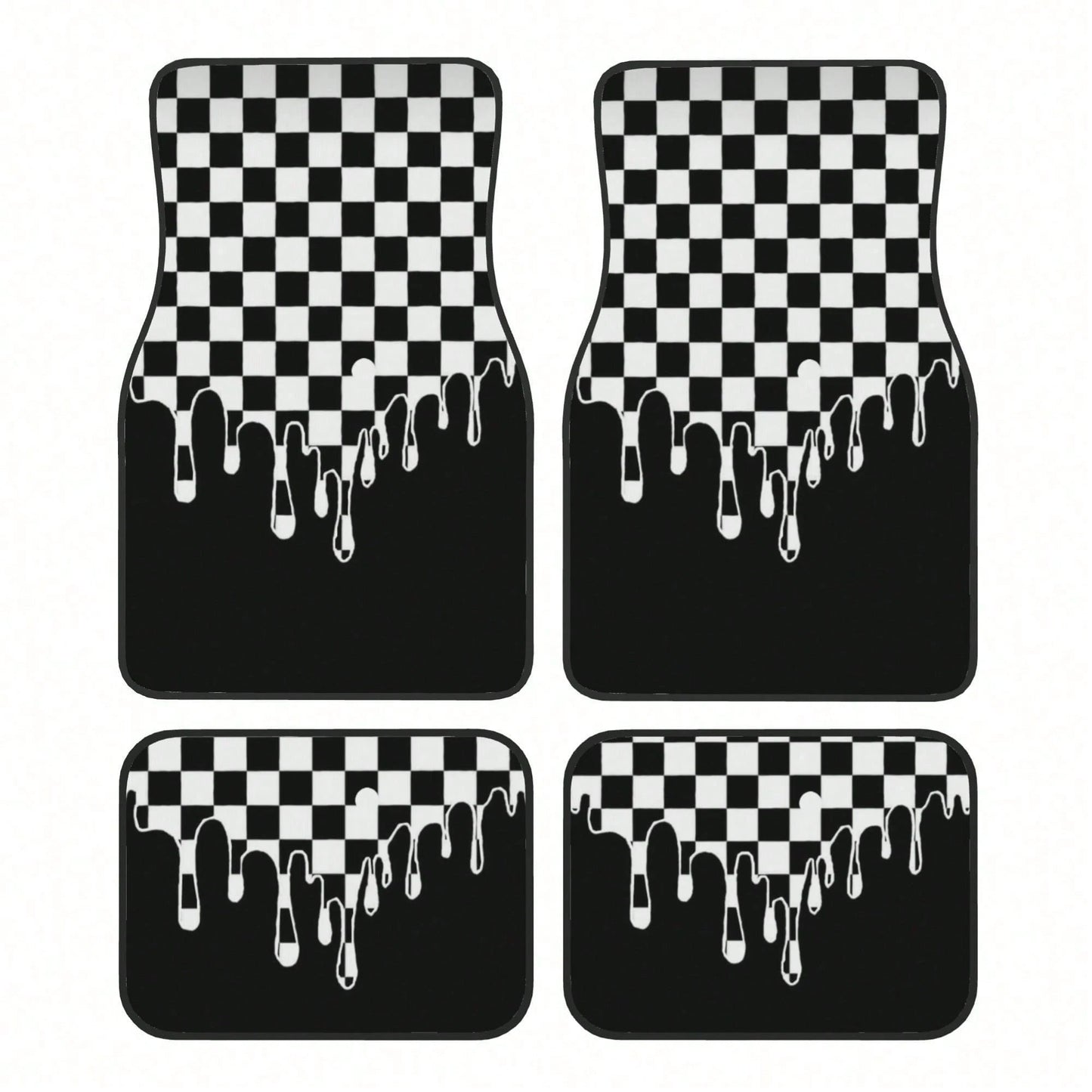 Plaid Car Floor Mats, Easy To Clean, Front And Rear Seat Floor Protection Mats, Unisex Car Decorations, Universal Car Accessories, For,, Tesla And Other Models